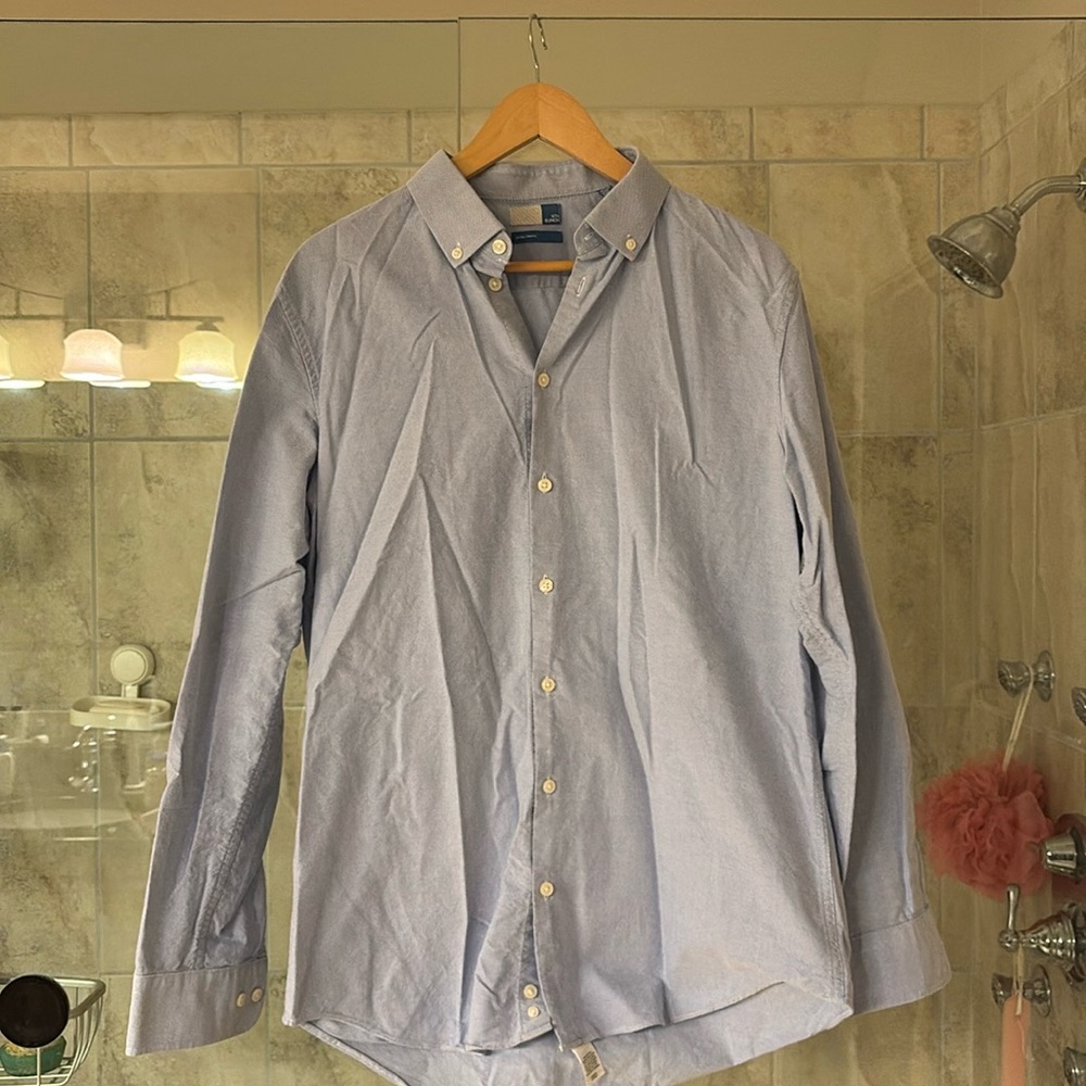 Men’s Blue Button Down Shirt, Size Large